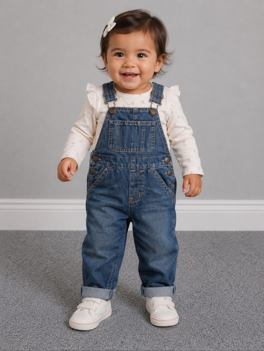 BABY GAP Lined Overall Jeans Denim Snap Button 18-24M